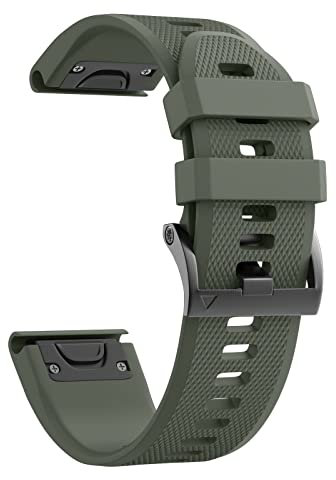 ANBEST Kompatibel mit Fenix 6X/5X/3, Silikon Armband 26mm, Armee Grün, 170-225mm