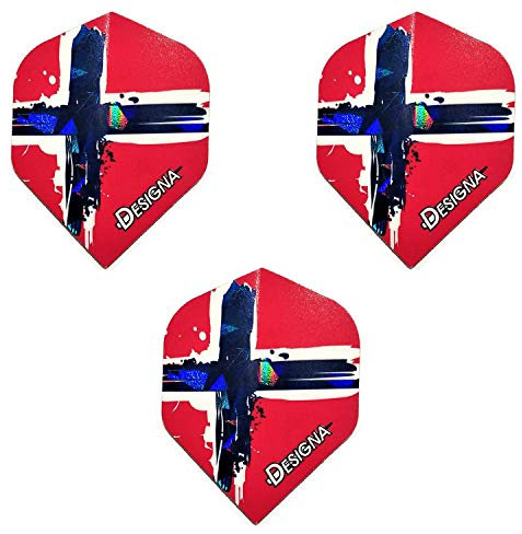 Designa Northwegen-Flagge, holografische Patriot-Dart-Flights, 75 Mikron (1 Set)