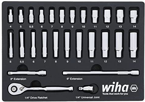 27 Piece 1/4” Drive Professional Socket Tray Set - Metric