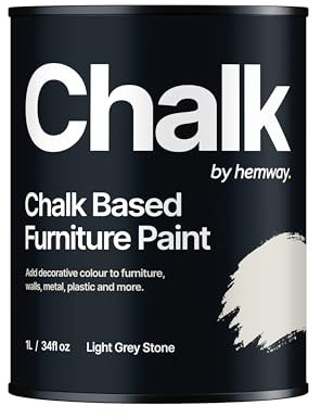 Hemway - Chalk Based Furniture Paint - Light Grey Stone 1 L | Chalky Matt Shabby Chic Finish for Interior & Exterior Home Decor | Quick Dry & All-in-one