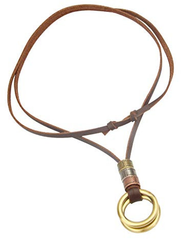 kowaku Cordon en Cuir Réglable Porte-Sangle pour Lunettes Collier Double Anneau - Marron