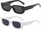 Long Keeper Gafas de sol rectangulares Protección UV400 Gafas de conducción retro para mujer (Negro+Blanco)