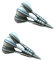 2 x 3D-Dartpfeile, handgefertigt, aus englischem Zinn, Anstecknadel und Geschenktasche + 59 mm Anstecker