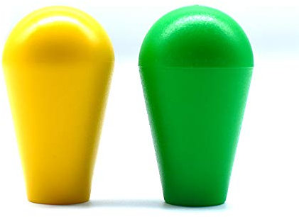 Arcity 2 Pcs Arcade Joystick Oval Bat Top Topper Knob Ball Top Handle Knob American Type Style Yellow and Green for Zippy SANWA SEIMITSU Arcade1up Machine Console Cabinet New, HY-PJ092-6