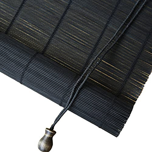 Bambusrollo Schwarze Außenrollos Jalousien für Außen/Innen, Veranda Terrasse Balkon Pergola Carport Rollo, Wand- oder Deckenmontage, Anpassung (Size : W130cm x H200cm)