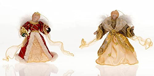rf Collection Weihnachtsengel Engel Rot/Gold Christbaum Schmuck Winter Weihnachts Dekoration Figur Baum Deko Spitze (Gold)