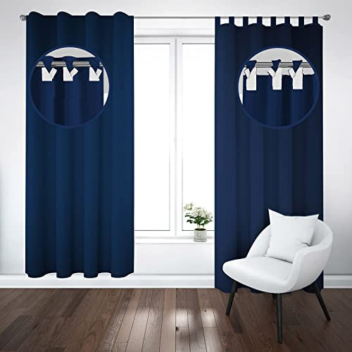 Ferocity Vorhänge mit Schlaufen Klettverschluss 2er Set 250 H x 145 B cm Blickdichte Gardinen Fensterdekoration fürs Schlafzimmer Wohnzimmer Gästezimmer (2 Panel) Dunkel Blau [139]