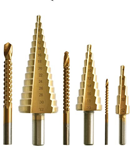 Juego de brocas escalonadas de titanio de acero HSS de 6 piezas 4-12/20 / 32mm cortador de agujeros de metal herramienta de sierra de taladro de núcleo de cono de madera 3 6 8 taladro de sierra,Bol