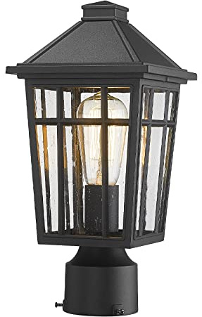 Darkaway Outdoor Post Lights Lamp Post Light Fixture, Waterproof Aluminum Housing with Glass, Fence Post Deck Lighting for Garden, Patio, Pathway (1 Pack, Black)