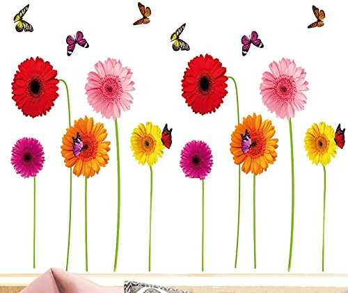 Lot de 2 Autocollants de Fleurs Auto-adhésifs, Autocollants de Fleurs de Poubelle, pour la Décoration de la Maison, Décoration de Poubelle