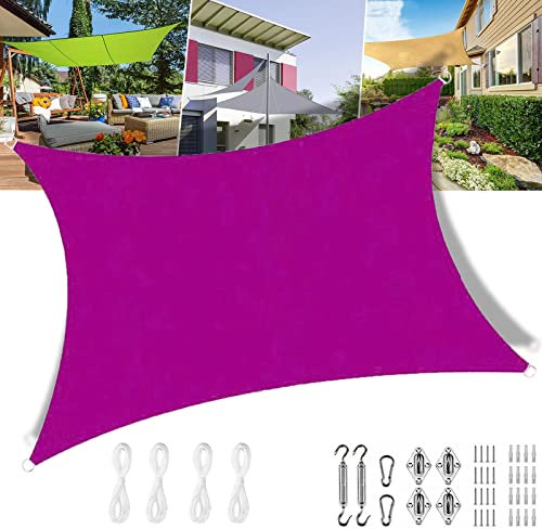Voile d'ombrage Anti UV 2x4.5m Rectangulaire, étanche Toile d'ombrage pour Jardin Terrasse Camping Fête Piscine, sur Mesure avec Kit de Fixation, Rose