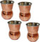 Zap Impex Kupfer und Edelstahl Trinkgeschirr Zubehör Mughalai Becher, 4er Set Glas Fassungsvermögen 400 ml Serviergeschirr für Haushalt und Küche