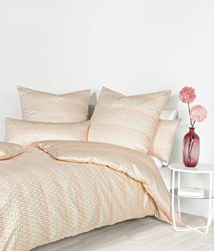 Janine Bettwäsche Mako-Satin Milano 135x200 cm + 80x80 cm Multicolor Minze Fuchsia