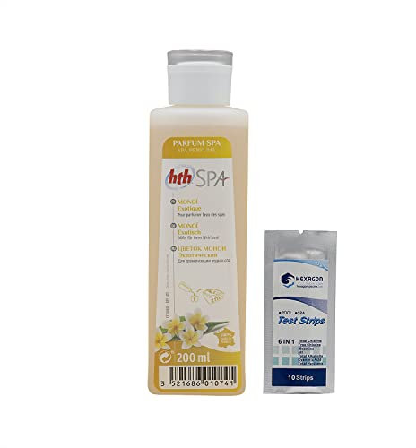 HTH Spa Parfum MONOI Exotique - 200mL | pour parfumer l'eau des spas + 10 Tests HPS OFFERTS 6 en 1