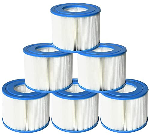 Outsunny Filtro Cartuccia, Set di 6 Filtro Piscina per Spa Gonfiabili, Ø10.5x8cm, Blu e Bianco