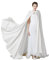 BEAUTELICATE Umhang Damen mit Kapuze Satin Cape Mantel Lang für Hochzeit Brautkleid Fasching Halloween Kostüm Mittelalter Robe Vampir Hexen (Weiß - Langer Schwanz)