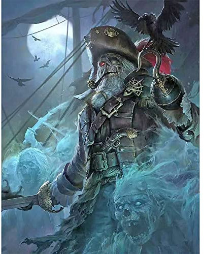 DCIDBEI Square Diamond Painting Skull 40x50 cm Pintura de Barco Pirata en el Mar Punto de Cruz Diamante Calaveras Puzzle 5D Calaveras Peinture Par Numéros Cuadro por Diamantes Calavera Adultos