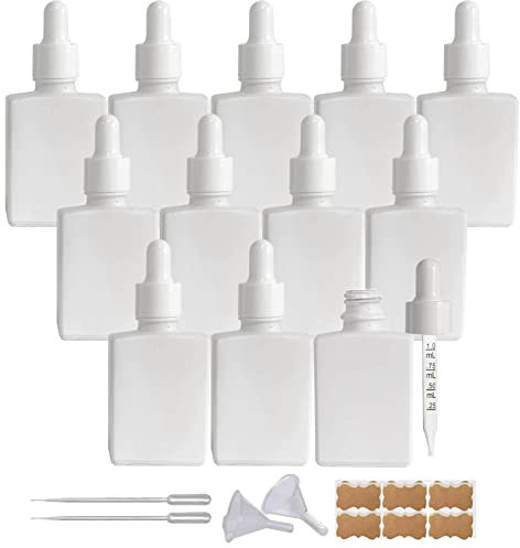 BEGIKET Glasflasche für ätherisches Öl, quadratisch, 30 ml, weiß beschichtete Glasflasche mit Tropfen, für Parfüm, Seren und Flüssigkeiten, 12 Stück (mattweiß)