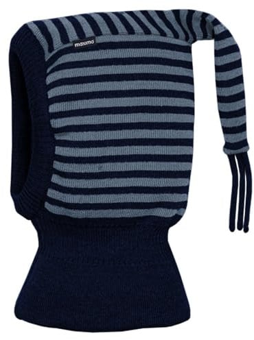 maximo Twotone Stripes Schlupfmütze Mütze Kindermütze Strickmütze Wintermütze Streifenmütze dunkelblau 55 cm
