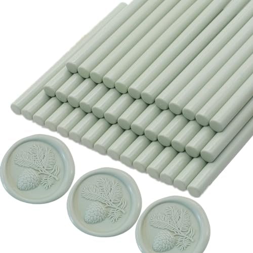 40 bastoncini di ceralacca per ceralacca, colore verde salvia, mini stick di colla, ideali per inviti di nozze, regalo di Natale (verde vaniglia)