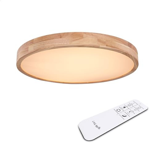 INNOVATE LED Deckenleuchte dimmbar mit Fernbedienung | Deckenbeleuchtung 2700-6000K | Deckenlampe Holz | LED Deckenleuchte rund | Lampe Wohnzimmer Holz | Deckenlampe mit Fernbedienung 40CM