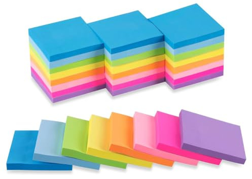 Wowivy (24 Pack) Sticky Notes 3x3 in,Bright Colors,Sticky Pads,Recyclable | Self-Stick Pads,Super Sticking Power Memo Pads,Post on Windows Doors,Easy to Write on,Home,Office,Notebook,Hold Well