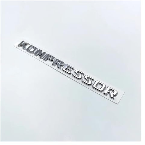 MyFisher zlj6688 Kompressor-Emblem for den hinteren Kofferraum, Schriftzug, Chrom-Schwarz-Logo-Aufkleber, kompatibel mit CLK, SLK, SL, CLS, ML, ABCSR-Klasse (Color : Silver, Size : Kompressor(1pcs))