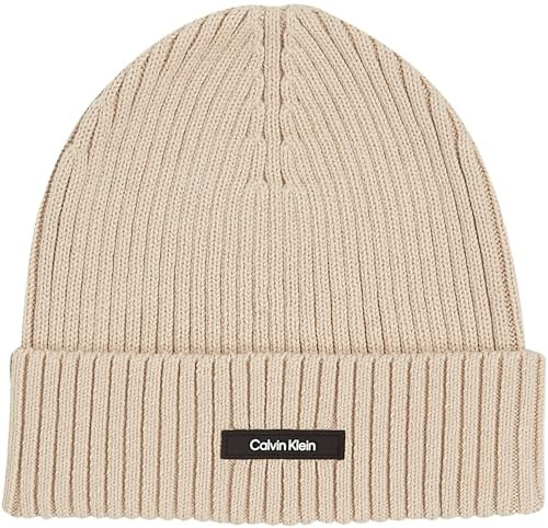 Calvin Klein Herren Strickmütze Classic Cotton Rib Beanie aus Baumwolle