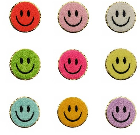 FUYFA Smiley Face Patch – Chenille Selbstklebende Patches für Kostümjacken, Jeans, Hüte und Rucksäcke – Drücken Sie Ihren einzigartigen Stil mit unseren bestickten
