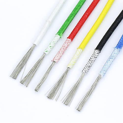Protection cable 10 Meters Wear Resistant Fire Resistant Wire 0.5mm 1.5mm 2.5mm Square Heat Resistant Single Core Braided Silicone Cable earth wire (Color : Green, Size : 15AWG 1.5mm)