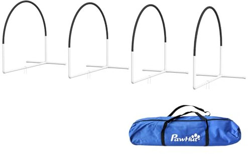 PawHut Hunde Agility Set, 4er-Set Hundetraining mit Slalomstangen, Agility-Ausrüstung für Hunde mit Tragetasche aus Oxford, Schwarz