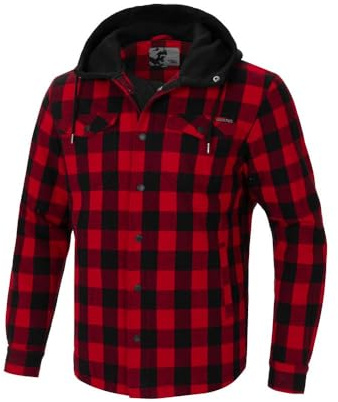 PITBULL - Veste chemise homme à carreaux avec capuche, veste en flanelle homme coupe régulière, veste chemise homme en coton, style universel pour homme, chemise de bûcheron homme