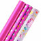 AIM & GGKK 3 Rolle Geschenkpapier Geburtstag Rosa Glitzer 43 x 300cm für Geburtstag Mädchen,Teenager Mädchen,Hochzeit,Weihnachten,Kindertag,Muttertag