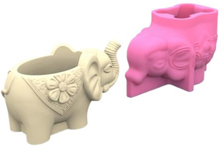 amangul Silicone Moulds, 3D Elephant Silicone Mould for Flower Pots Vase Mold Concrete Cement Epoxy Resin Mold Casting Tool Craft Home Decors