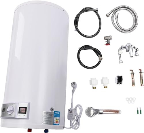 Jolre Caldera de agua caliente de 80 L, almacenamiento eléctrico, depósito de almacenamiento eléctrico, ducha de 220 V, con dispositivo de ducha y protección contra fugas. (La capacidad interior es de