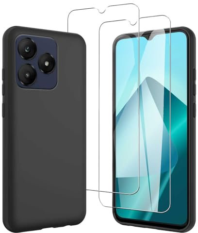 JDXHFF Cover Compatibile con Wiko T20 (6.56) e 2 Pezzi Pellicola Protettiva in Vetro Temperato - Nero Morbido Silicone Custodia Protettivo TPU Protezione Case Black