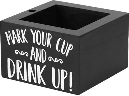 QWORK Disposable Cup Holder with Marker Slot - Solid Wood, Wooden Party Cup Holder, Drink Caddy Dispenser Organizer Drink Up Cup Holder for Kitchen, Parties, Bathrooms, Housewarming Party Decor