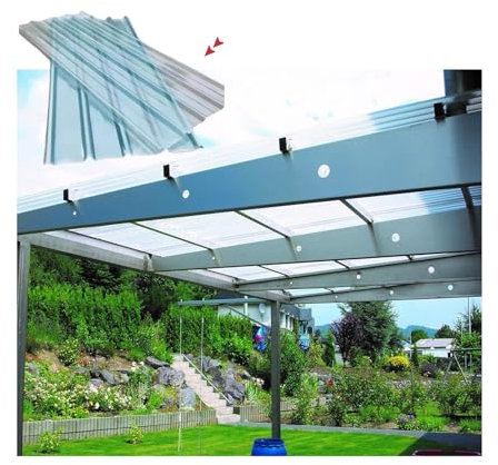 Gewellte Dachbahnen, GFK-Tageslichtplatten, 1.5 mm dicke GFK-Tageslichtplatten, transparente Dachbahnen, Tageslichtplatten for Wintergärten for Carport-Gewächshäuser(3pcs,0.9*1.7m/35*67in)