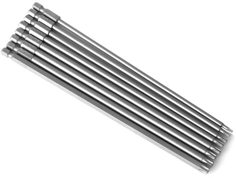 8 Stück Langer Schraubendreher-Bit, 20 cm Magnetisches Sicherheits-Torx-Bit-Set 1/4 Sechskantschaft Pflaumenblütenkopf für T8, T10, T15, T20, T25, T27, T30, T40