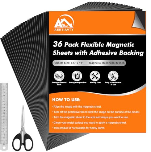 Aertiavty Magnetische Blätter mit selbstklebender Rückseite, 21,6 x 27,9 cm, selbstklebende Magnetblätter für die Aufbewahrung von Stanzformen, 20 mm magnetisches Kontaktpapier, zum Abziehen und