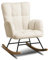 COMHOMA Schaukelstuhl, Relaxsessel mit Armlehnen, Ohrensessel aus Teddy-Plüsch Schaukelsessel, bis 150 kg belastbar, sonnenliege gartenliege für Schlafzimmer, Wohnzimmer, Stilvolles Design beige