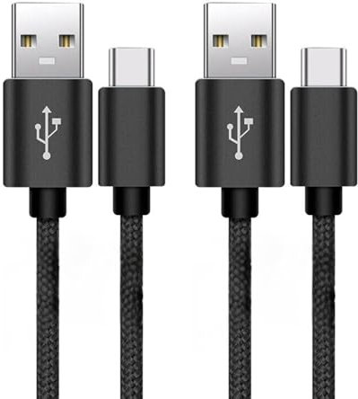 Infima USB C Charger Cable, 2-Pack 2M, Fast Charging Nylon Braided USB A to USB C Cable, Compatible with iPhone 15, 15 Plus, 15 Pro, 15 Pro Max (Black, 2M)