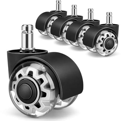 GIONAR Office Chair Wheels Set of 5, 11x22mm Rubber Chair Casters for Hard Floors, Carpet, Parquet, Laminate & Tile, No Scratches, Heavy Duty Replacement