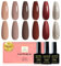 Yueshop Gel Nail Polish, 6 Colors Nude Brown Burgundy Dark Red Glitter Champagne Gold Gel Nail Polish Set,Fall Winter gel Polish Soak Off UV LED Nail Art Varnish Kit For Women Beauty,8ml
