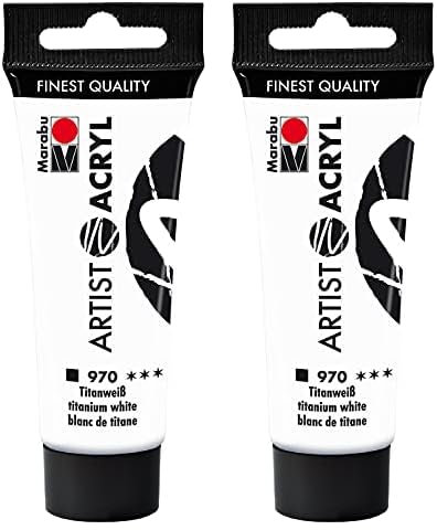 Marabu Artist 12200055970, Pintura acrílica acrílica blanca titanio 970, 22 ml (Paquete de 2)