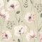 VmG-Store Baumwollstoff Meterware 140cm Breite Stoffe zum Nähen Nähstoff Kinderstoff für Kissen Babykleidung Kinderkleidung DIY (Mohnblumen beige rosa Bb056)