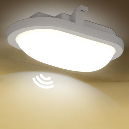 LEZOE 18W LED Feuchtraumleuchte mit Bewegungsmelder Innen, 2200LM 120lm/W IP54 Sensor Deckenleuchte Bewegungssensor Badleuchte, 4000K Deckenlampe für Feuchtraum, Diele, Lager, Keller, Garage, Balkon
