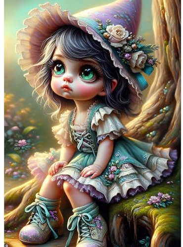 GDYEEH Karikatur Elfe Diamond Painting Erwachsene, 5D Fee Mädchen Diamant Kunst Bilder Anfänger, DIY Runder Vollbohrer Fantasie Diamanten Malerei Stickerei Kreuzstich Geschenke Home Wand Dekor 30x40cm