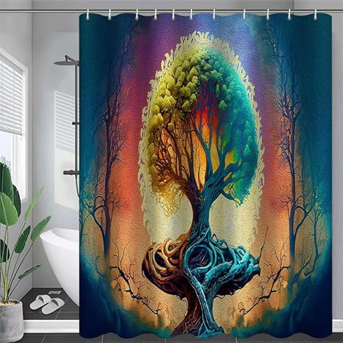 Rideau Douche Arbre d'orange Vert Rideau de Douche Anti Moisissure Imperméable Tissu Polyester Lavable pour Salle de Bain Baignoire Hôtel avec 12 Crochets en C(180x200cm)