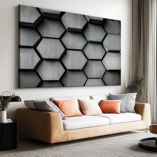 Toile Peinture 100 X 50Cm Sans Cadre Affiche Hexagone Géométrique 3D Abstrait Oeuvre Mur Art Photo Pour La Maison Salon Chambre Cuisine Peinture Sur Toile Horizontal Tableau Décor